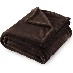 Flannel Fleece Throw Blanket Super Soft Lightweight Cozy Couch Bed Brown 50x60